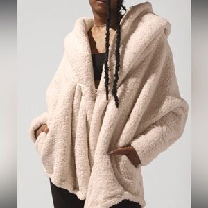 Popflex Faux Sherpa Cocoon Coat in Taupe